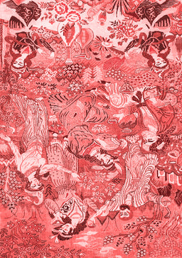 Animal Red Traditional Area Rugs