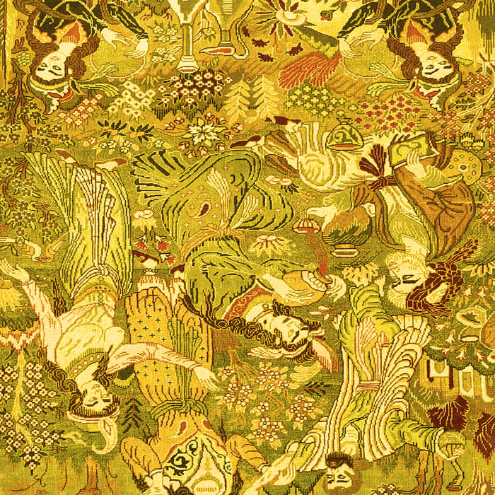 Machine Washable Animal Yellow Traditional Rug, wshtr4557yw