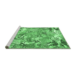 Sideview of Machine Washable Animal Emerald Green Traditional Area Rugs, wshtr4557emgrn