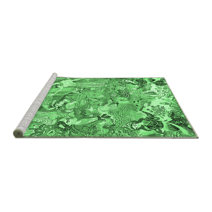 Sideview of Machine Washable Animal Emerald Green Traditional Area Rugs, wshtr4557emgrn