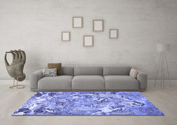 Machine Washable Animal Blue Traditional Rug in a Living Room, wshtr4557blu
