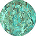 Round Animal Turquoise Traditional Rug, tr4557turq