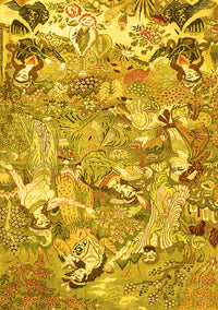 Animal Yellow Traditional Rug, tr4557yw