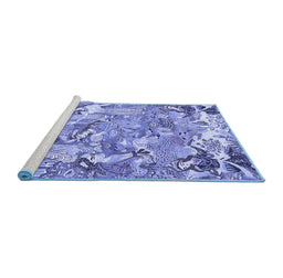 Sideview of Machine Washable Animal Blue Traditional Rug, wshtr4557blu