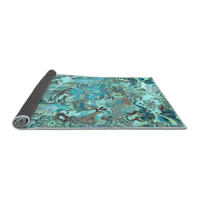 Sideview of Animal Light Blue Traditional Rug, tr4557lblu