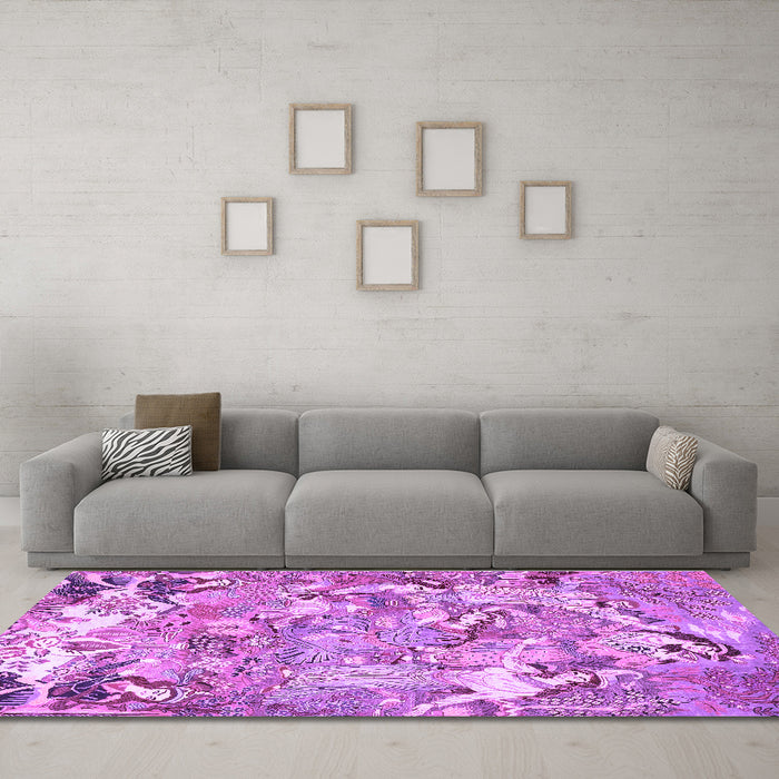 Machine Washable Animal Purple Traditional Area Rugs in a Living Room, wshtr4557pur