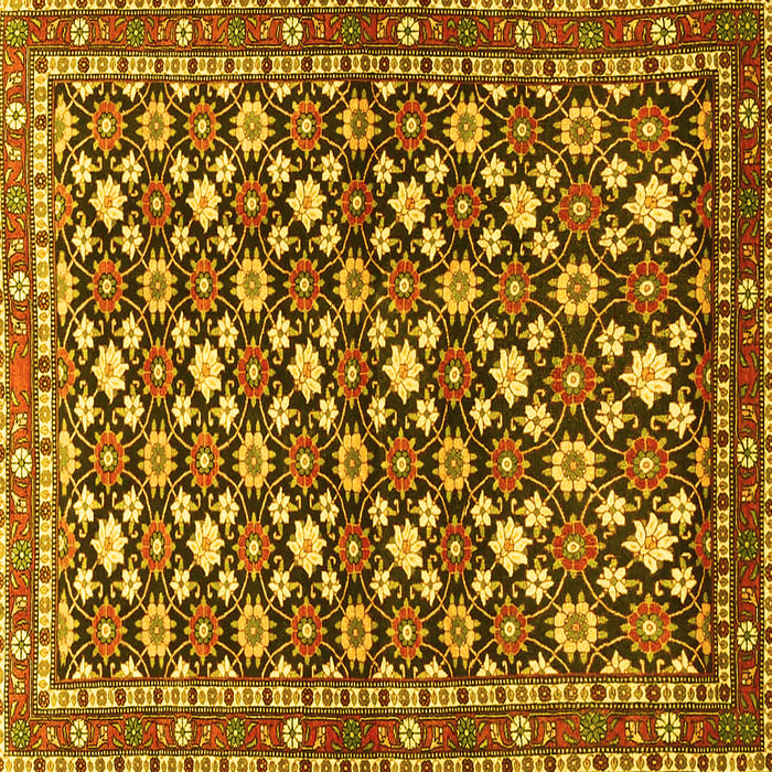 Square Machine Washable Persian Yellow Traditional Rug, wshtr4558yw
