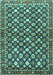 Machine Washable Persian Turquoise Traditional Area Rugs, wshtr4558turq