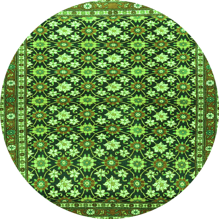Square Persian Green Traditional Rug, tr4558grn
