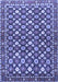 Machine Washable Persian Blue Traditional Rug, wshtr4558blu