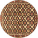 Round Persian Brown Traditional Rug, tr4558brn