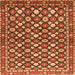 Round Machine Washable Persian Orange Traditional Area Rugs, wshtr4558org