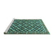 Sideview of Machine Washable Persian Turquoise Traditional Area Rugs, wshtr4558turq