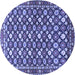 Round Machine Washable Persian Blue Traditional Rug, wshtr4558blu