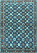 Machine Washable Persian Light Blue Traditional Rug, wshtr4558lblu