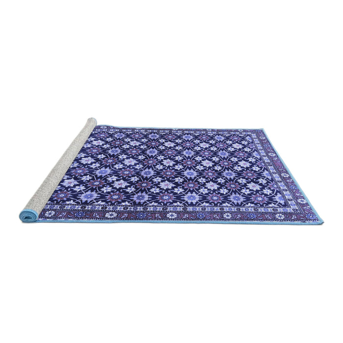 Sideview of Machine Washable Persian Blue Traditional Rug, wshtr4558blu