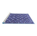 Sideview of Machine Washable Persian Blue Traditional Rug, wshtr4558blu