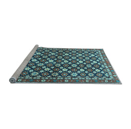 Sideview of Machine Washable Persian Light Blue Traditional Rug, wshtr4558lblu