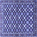 Square Machine Washable Persian Blue Traditional Rug, wshtr4558blu