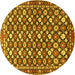 Round Persian Yellow Traditional Rug, tr4558yw