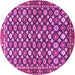 Round Machine Washable Persian Pink Traditional Rug, wshtr4558pnk