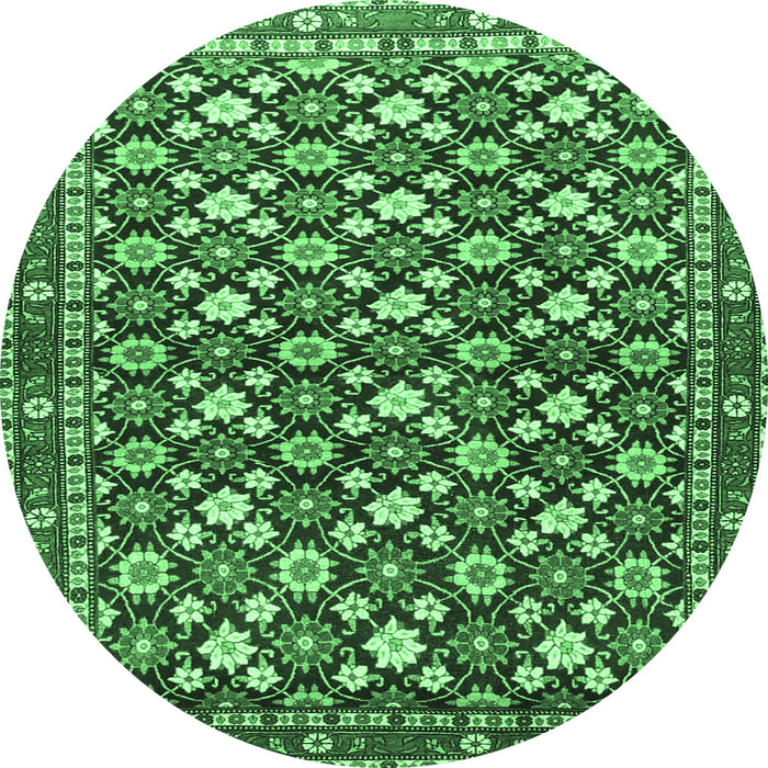 Round Persian Emerald Green Traditional Rug, tr4558emgrn