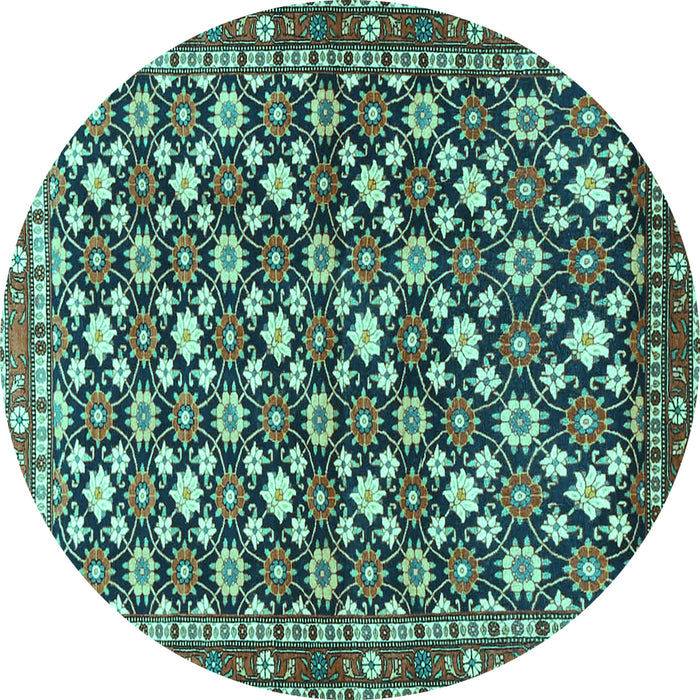 Round Persian Turquoise Traditional Rug, tr4558turq