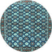 Round Machine Washable Persian Light Blue Traditional Rug, wshtr4558lblu