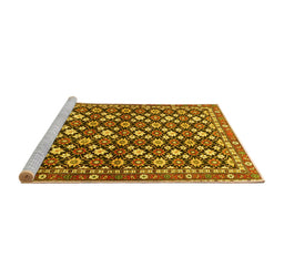 Sideview of Machine Washable Persian Yellow Traditional Rug, wshtr4558yw