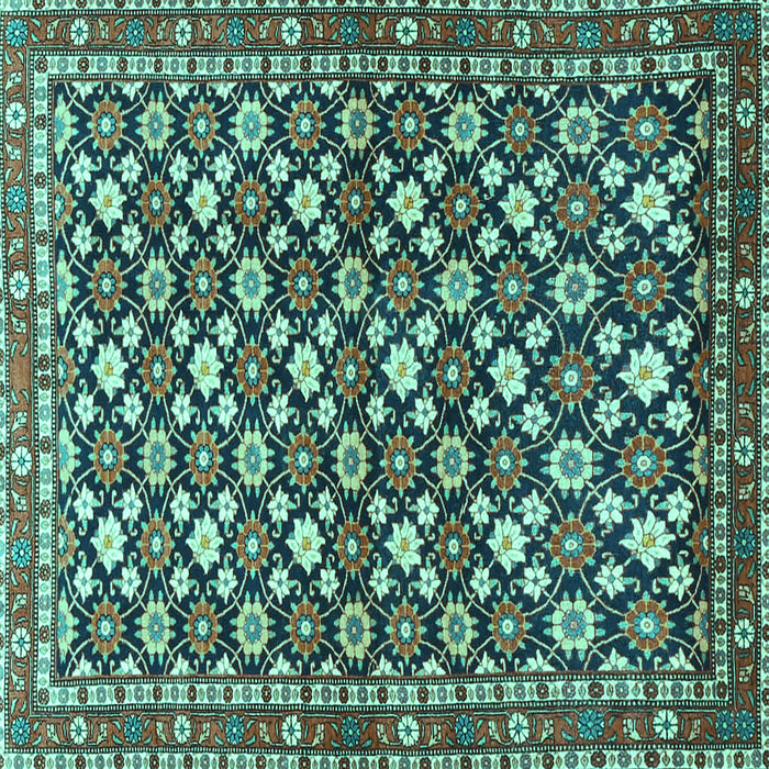 Square Machine Washable Persian Turquoise Traditional Area Rugs, wshtr4558turq