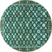 Round Machine Washable Persian Turquoise Traditional Area Rugs, wshtr4558turq