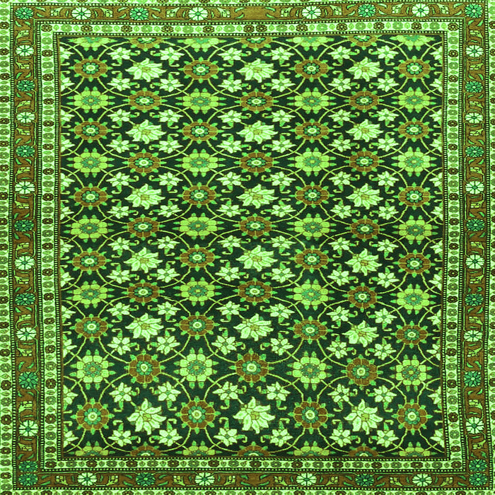Round Machine Washable Persian Green Traditional Area Rugs, wshtr4558grn