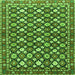 Round Machine Washable Persian Green Traditional Area Rugs, wshtr4558grn