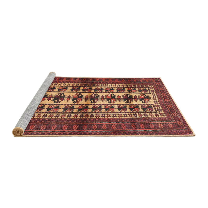Sideview of Machine Washable Traditional Saffron Red Rug, wshtr4559