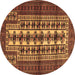 Round Machine Washable Persian Brown Traditional Rug, wshtr4559brn