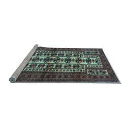 Sideview of Machine Washable Persian Light Blue Traditional Rug, wshtr4559lblu