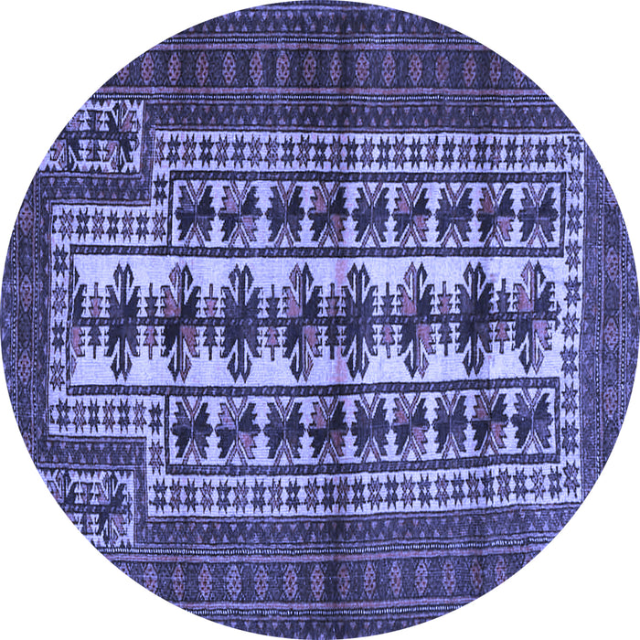 Round Machine Washable Persian Blue Traditional Rug, wshtr4559blu