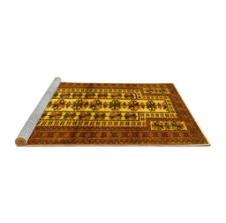 Sideview of Machine Washable Persian Yellow Traditional Rug, wshtr4559yw