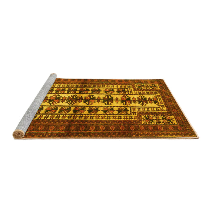 Sideview of Machine Washable Persian Yellow Traditional Rug, wshtr4559yw