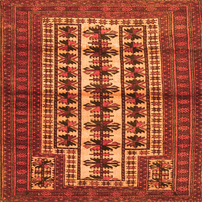 Round Machine Washable Persian Orange Traditional Area Rugs, wshtr4559org