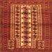 Round Machine Washable Persian Orange Traditional Area Rugs, wshtr4559org