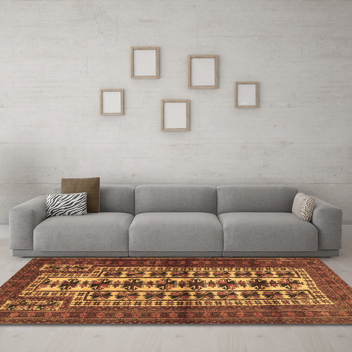 Machine Washable Persian Brown Traditional Rug in a Living Room,, wshtr4559brn