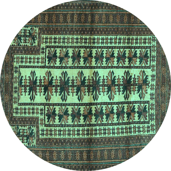 Round Machine Washable Persian Turquoise Traditional Area Rugs, wshtr4559turq