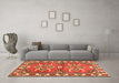 Machine Washable Geometric Orange Traditional Area Rugs in a Living Room, wshtr455org