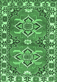 Geometric Emerald Green Traditional Rug, tr455emgrn