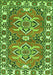 Serging Thickness of Machine Washable Geometric Green Traditional Area Rugs, wshtr455grn