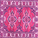 Square Machine Washable Geometric Pink Traditional Rug, wshtr455pnk