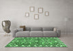 Machine Washable Geometric Emerald Green Traditional Area Rugs in a Living Room,, wshtr455emgrn