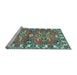 Sideview of Machine Washable Geometric Light Blue Traditional Rug, wshtr455lblu