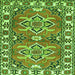 Round Machine Washable Geometric Green Traditional Area Rugs, wshtr455grn